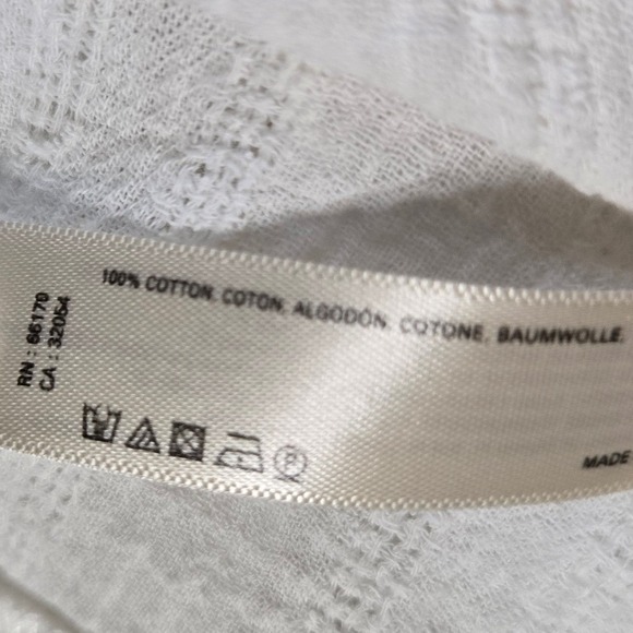 White Embroidered Peasant Blouse | Boho Floral Tunic Top Size Medium - Picture 10 of 10